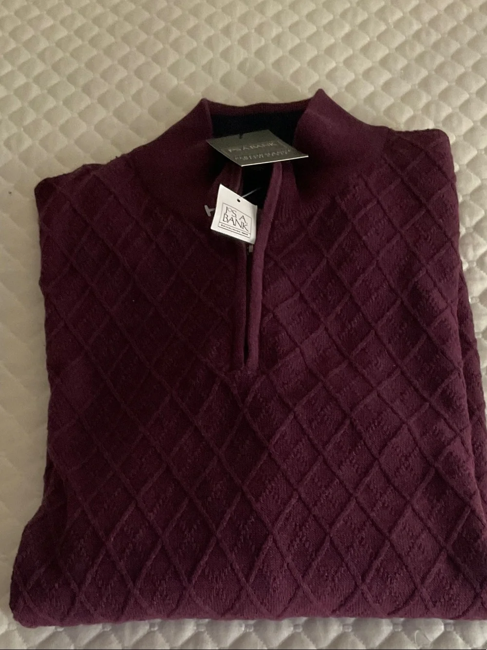 Jos. A. Bank Men's Diamond-Pattern Quarter-Zip Sweater
